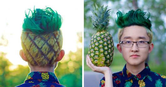cabelo verde masculino design abacaxi