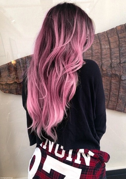 ombré hair rosa em cabelos longos