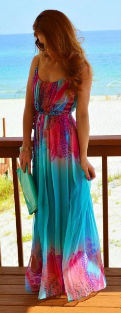vestido longo turquesa
