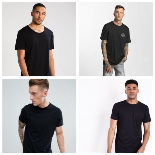 Diferentes padrões de camiseta preta para rapazes de todos os estilos