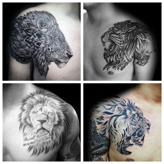 Várias versões de tatuagem de leão que atraem homens de todos os estilos