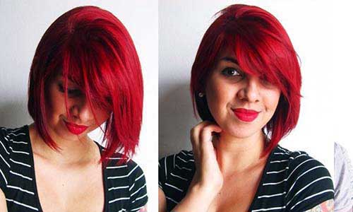 Chanel de bico em cabelo vermelho cereja