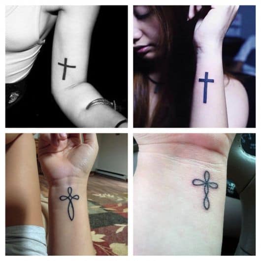 O braço é um local perfeito para fazer uma tatuagem de cruz