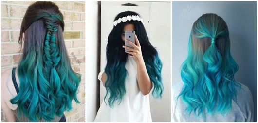 ideias para cabelo azul turquesa