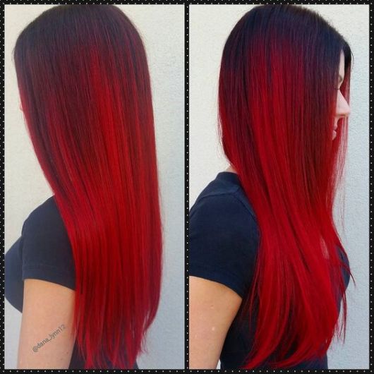 Ombré hair vermelho em cabelo longo