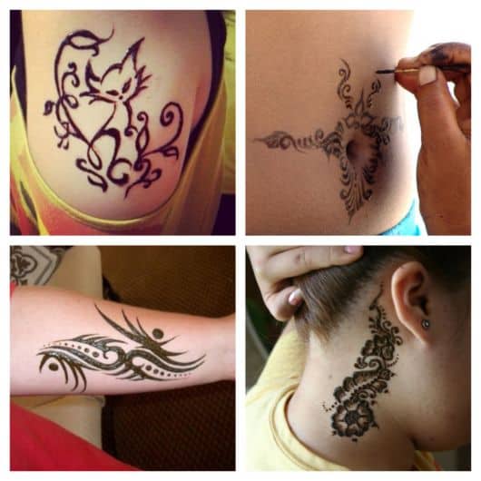 Você pode fazer uma tatuagem de henna em diversas áreas do corpo, do braço às pernas