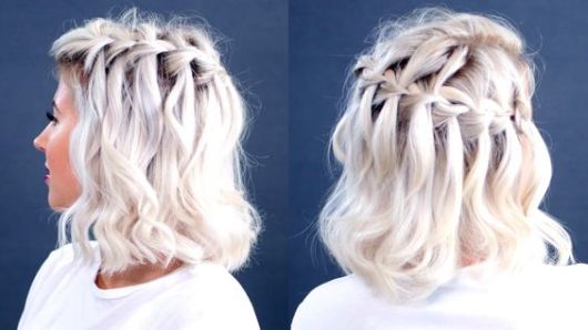 Trança cascata: em cabelo curto platinado