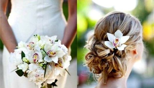  Presilha de cabelo com orquídea em noiva