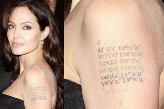 Angelina Jolie homenageou os filhos com essa tattoo no braço