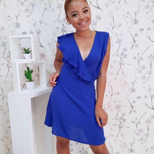 vestido curto azul