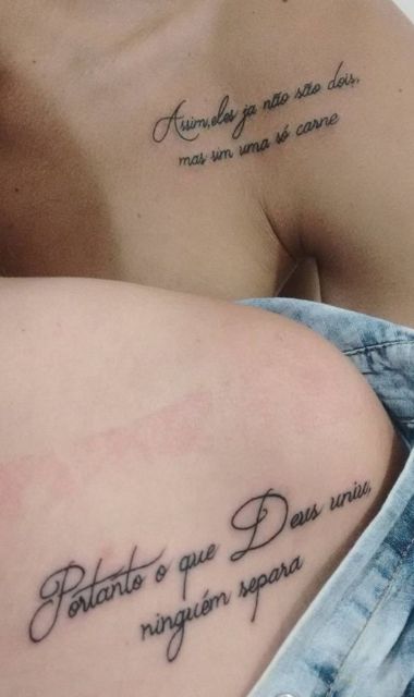 tatuagem escrita casal