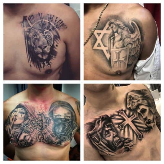 Tatuagem no peito masculina – 100 ideias e desenhos espetaculares!