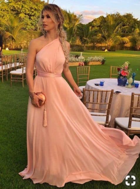 look vestido longo rosa