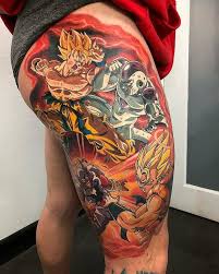 tatuagem de anime na perna do dragon ball