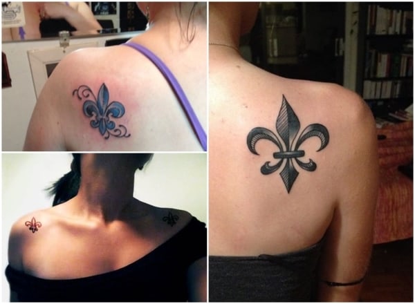 tatuagem flor de lis no ombro