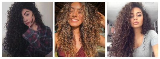Montagem com fotos de três mulher com cabelos crespos.