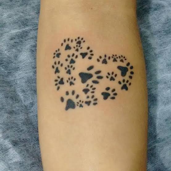 tatuagem de patinha com coração linda