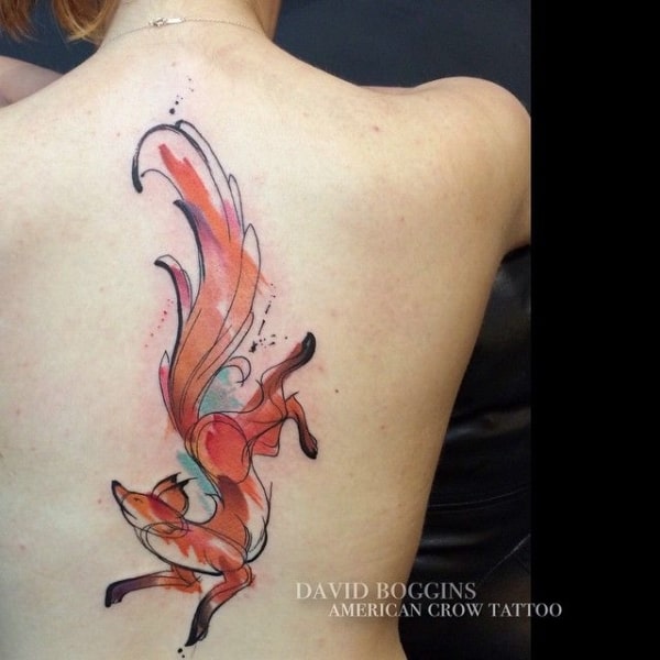 tatuagem de raposa nas costas