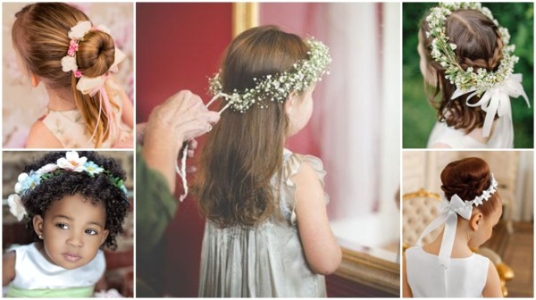 Penteado Infantil de princesa com flor de cabelo para festa e