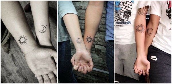 tatuagem de sol e lua para casal