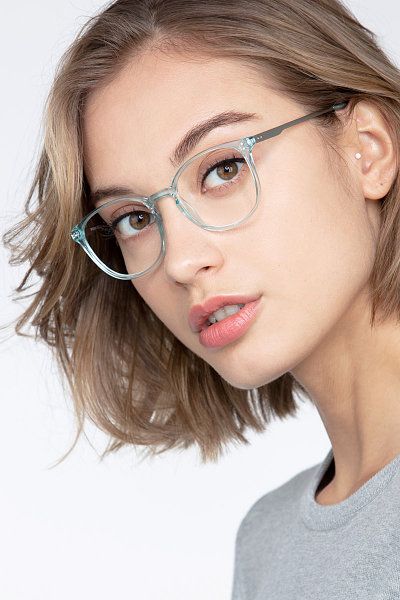 óculos de grau azul transparente