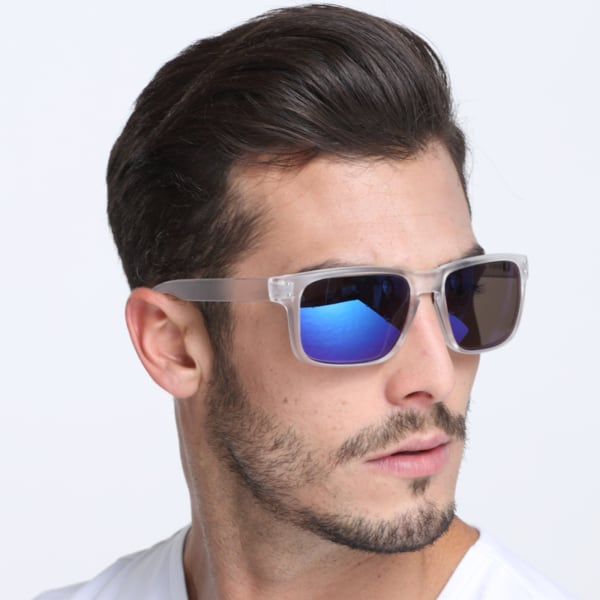 óculos masculino com lente espelhada azul