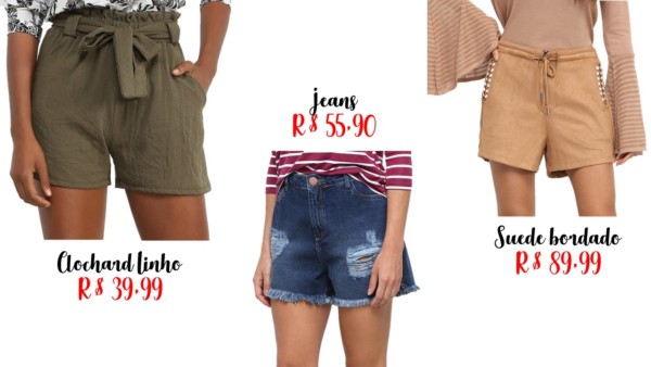 preços e modelos de shorts