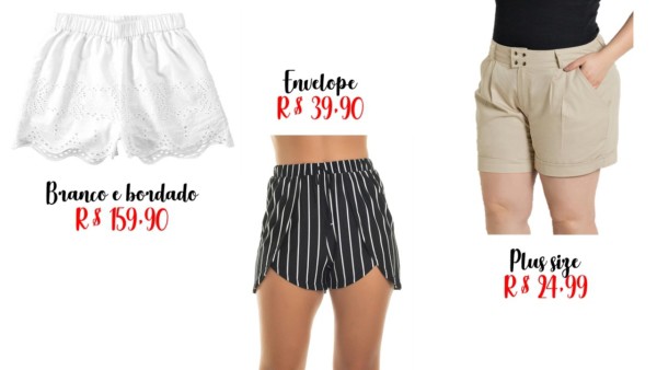 modelos e preços de shorts feminino