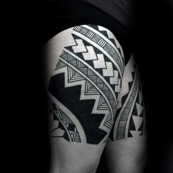 tatuagem na coxa masculina tribal