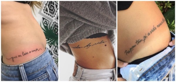 tatuagem escrita na cintura