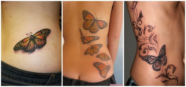 tatuagem de borboleta na cintura