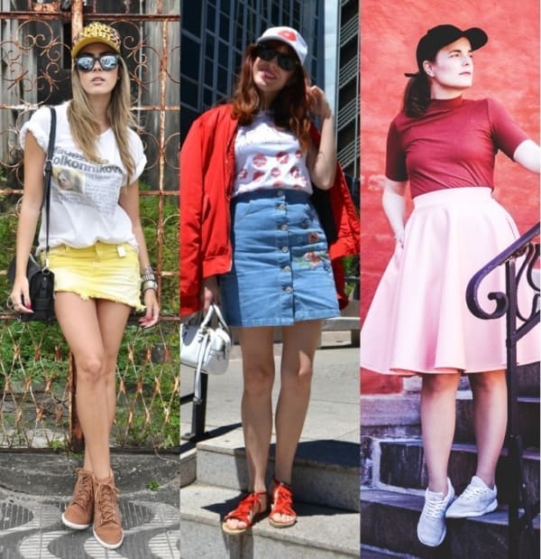 Looks com saias e bonés