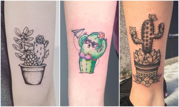 Cactus Tattoo - linha fina  Tatuagem suculenta, Tatuagem de