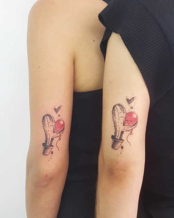 Tattoos de cacto fofo com balão
