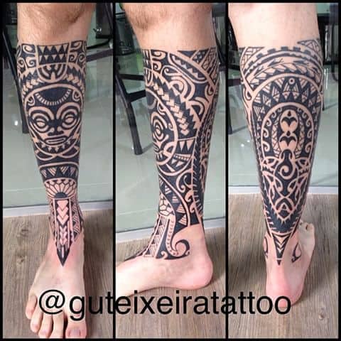 tattoo maori na perna