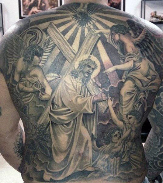 tatuagem de Jesus nas costas