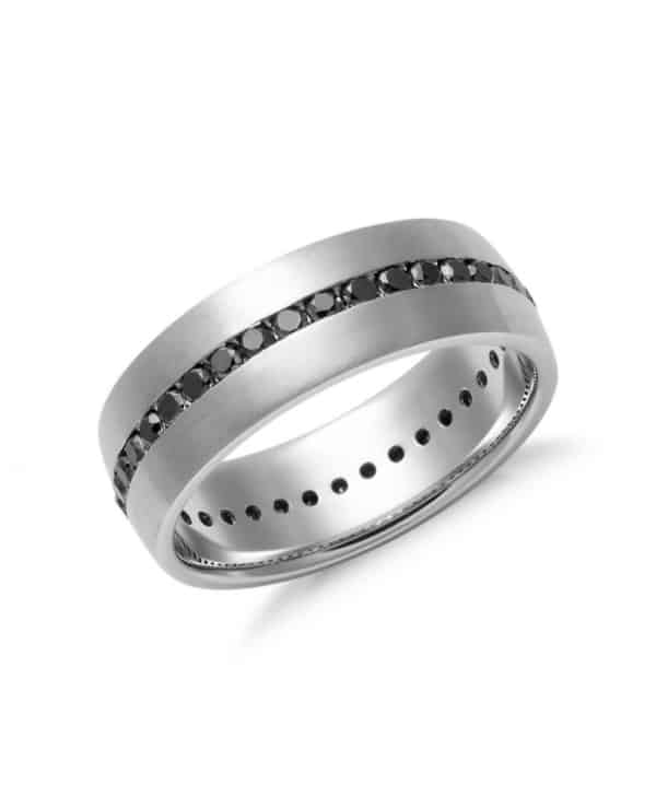 anel masculino em ouro branco com diamante