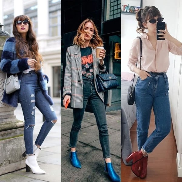 Calça jeans combina com botas de várias cores