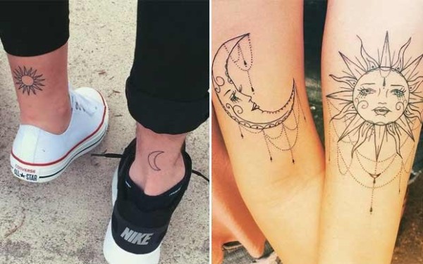 Duas ideias de tattoo de sol e lua