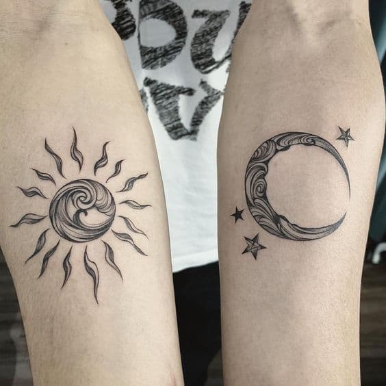 Mais um modelo de sol e lua para tatuar