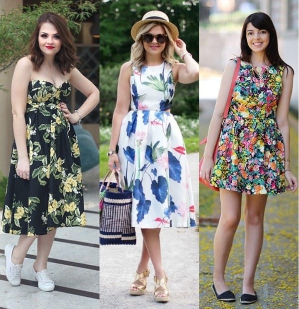 Modelos de vestidos florais rodados