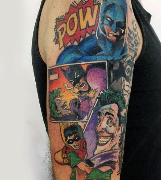 tatuagem Batman colorida no braço