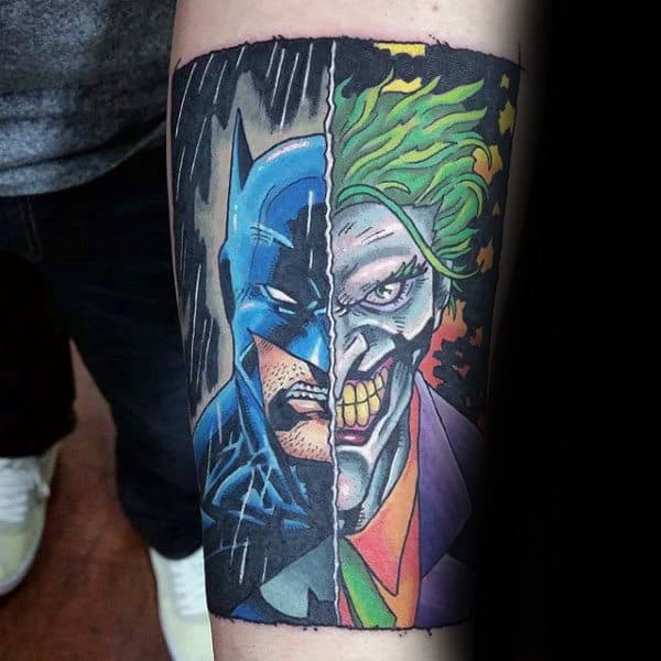 tatuagem Batman e Coringa colorida