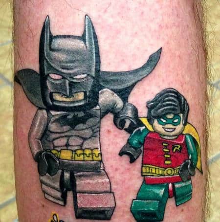 tatuagem Batman e Robin em lego