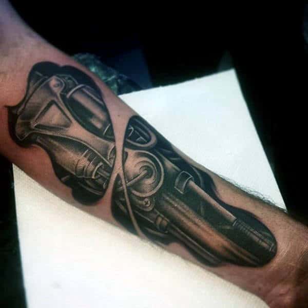 tattoo pequena de braço mecanico