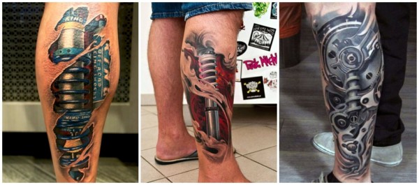 14 tatuagem biomecânica na perna