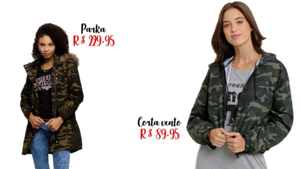 modelos e preços de jaqueta camuflada feminina