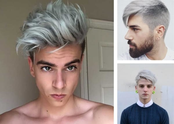 Montagem com fotos de três homens com cabelo liso cinza 1