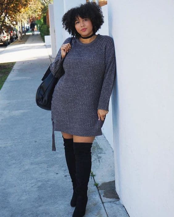 Suéter dress na moda plus size