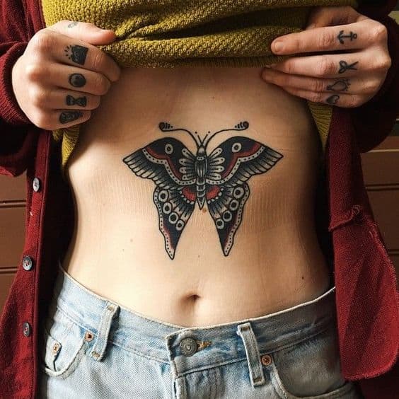 Tatuagem feminina na barriga » + 60 Ideias e fotos